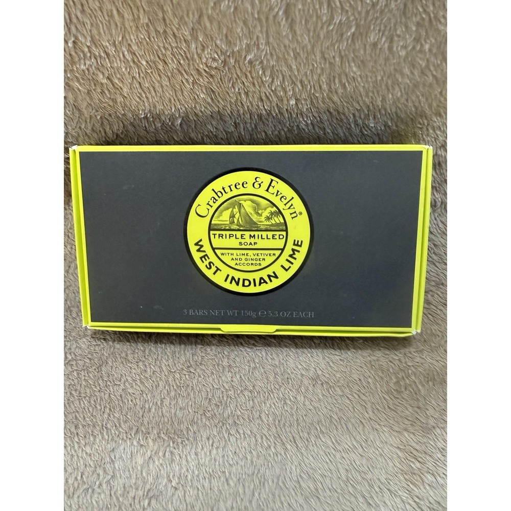 CRABTREE & EVELYN West Indian Lime 3 Triple Milled Soap Bars 5.3oz RARE HTF